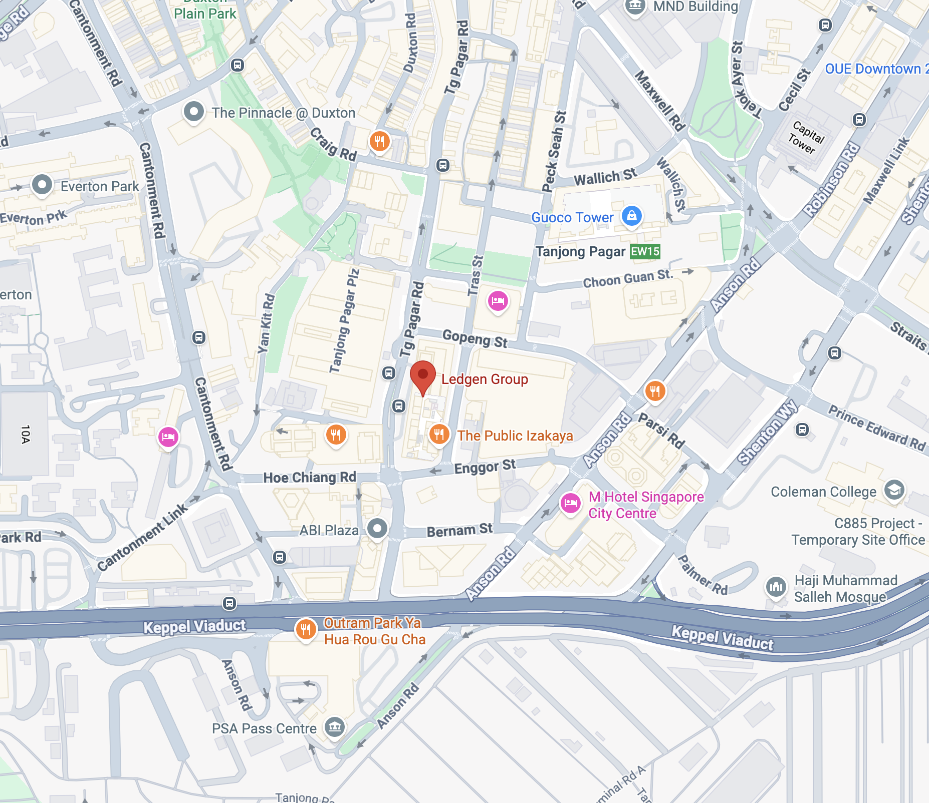 Map showing the Magick Workforce office on Tras Street, Singapore
