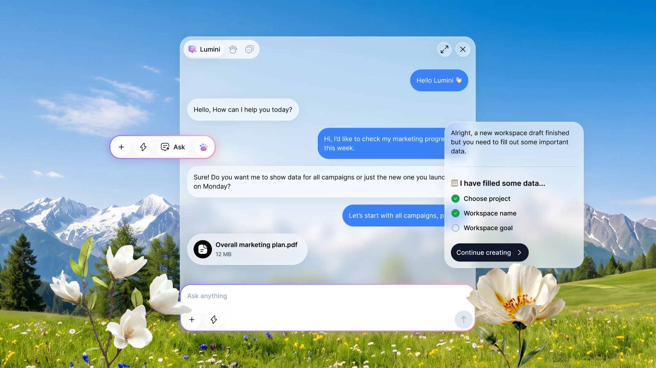 AI assistant workflow for importing marketing data